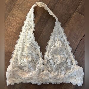 Free People Lace Halter Bralette - Cream